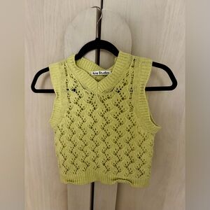 Acne Studios pointelle-knit wool vest, NWOT, size xs
